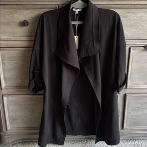 Max Studio Black Drape Front Open Jacket